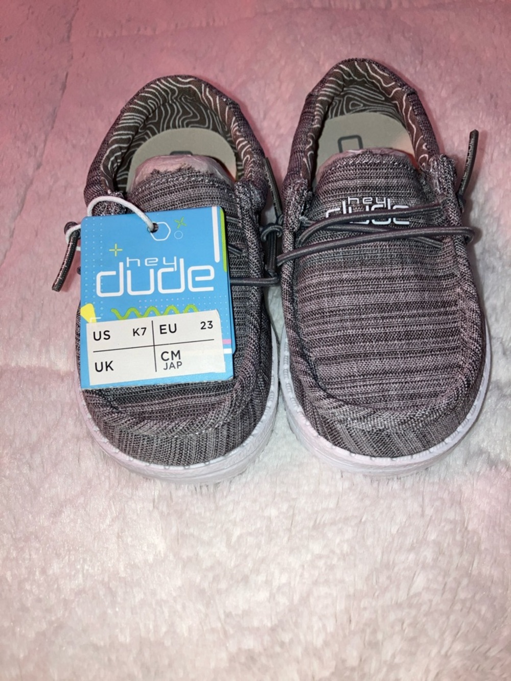 Hey Dude Kids Gray Knit Slip-On Sneakers with White Sole